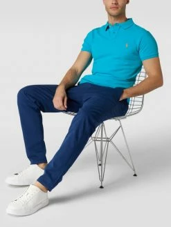 Polo Ralph Lauren Slim Fit Poloshirt Mit Label-Stitching - Aqua Blau