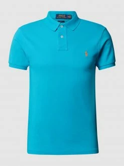 Alternative view of Polo Ralph Lauren Slim Fit Poloshirt Mit Label-Stitching - Aqua Blau