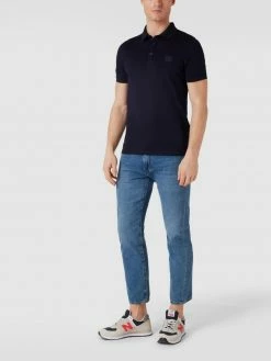 BOSS Casualwear Slim Fit Poloshirt Mit Label-Patch Modell 'Passenger' - Marineblau