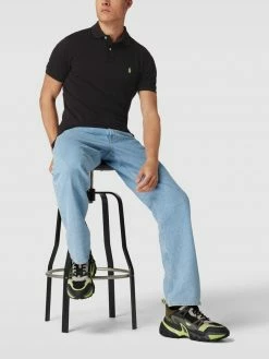 Polo Ralph Lauren Slim Fit Poloshirt Mit Label-Stitching - Schwarz