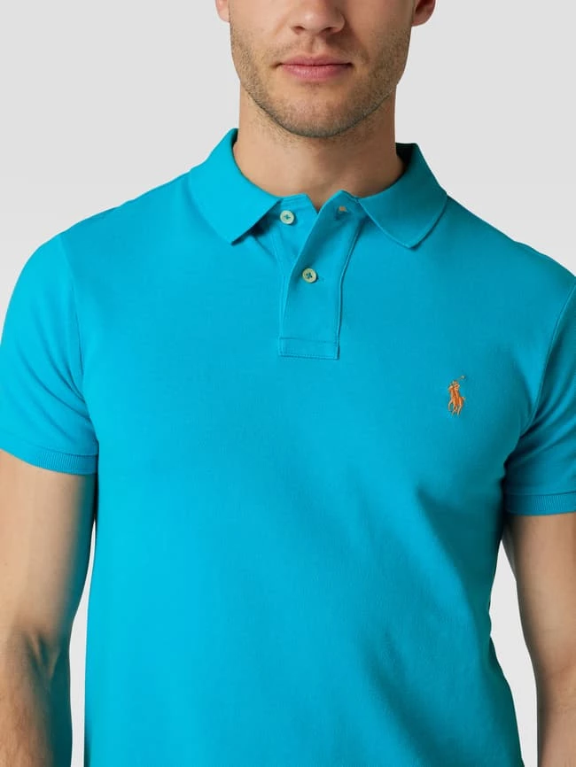 Polo Ralph Lauren Slim Fit Poloshirt Mit Label-Stitching - Aqua Blau 3 Polo Ralph Lauren Slim Fit Poloshirt Mit Label-Stitching - Aqua Blau – Bild 3