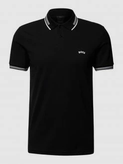Alternative view of BOSS Athleisurewear Slim Fit Poloshirt Mit Kontraststreifen Modell 'Paul Curved' - Schwarz